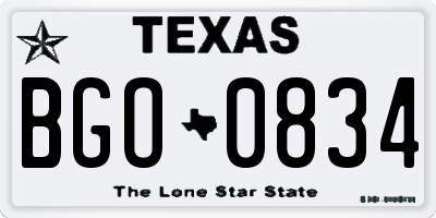 TX license plate BGO0834