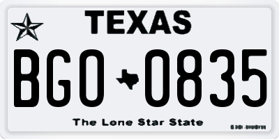 TX license plate BGO0835