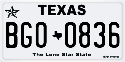TX license plate BGO0836