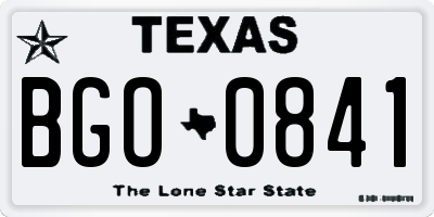TX license plate BGO0841