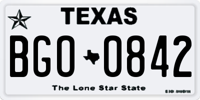 TX license plate BGO0842