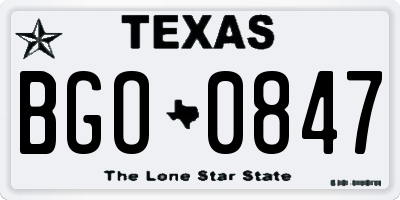 TX license plate BGO0847