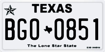 TX license plate BGO0851