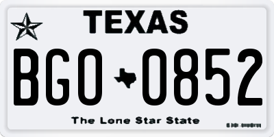 TX license plate BGO0852