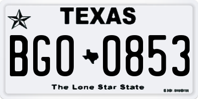 TX license plate BGO0853