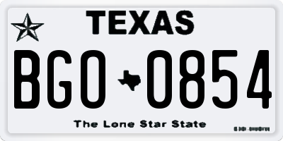 TX license plate BGO0854