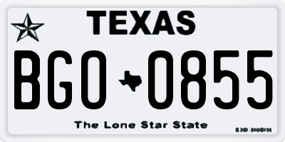 TX license plate BGO0855