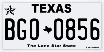 TX license plate BGO0856