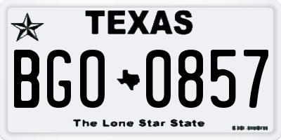 TX license plate BGO0857