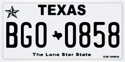 TX license plate BGO0858