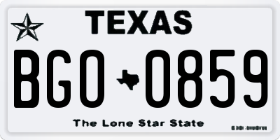 TX license plate BGO0859