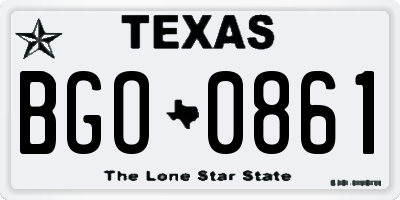 TX license plate BGO0861