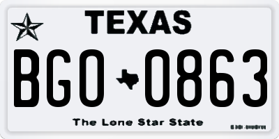 TX license plate BGO0863