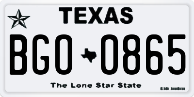 TX license plate BGO0865