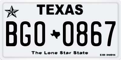 TX license plate BGO0867