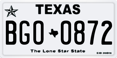 TX license plate BGO0872