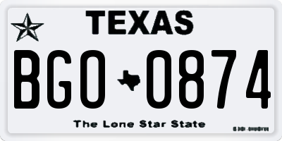 TX license plate BGO0874