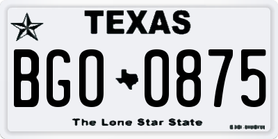 TX license plate BGO0875
