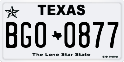 TX license plate BGO0877