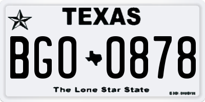 TX license plate BGO0878