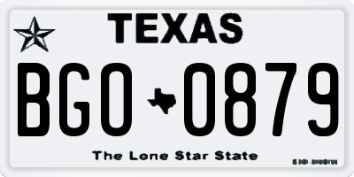 TX license plate BGO0879