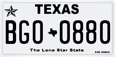 TX license plate BGO0880