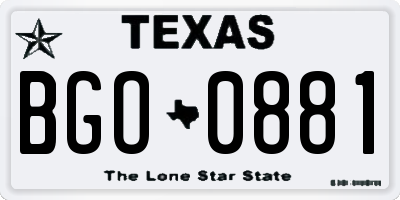 TX license plate BGO0881