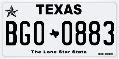 TX license plate BGO0883