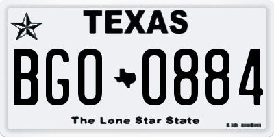 TX license plate BGO0884