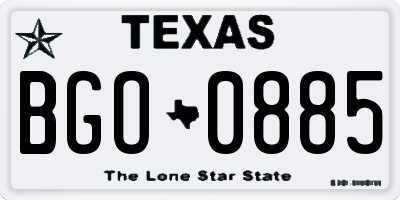 TX license plate BGO0885