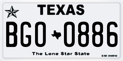 TX license plate BGO0886