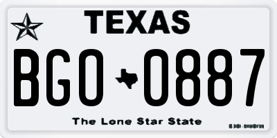 TX license plate BGO0887