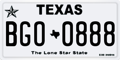 TX license plate BGO0888
