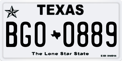 TX license plate BGO0889