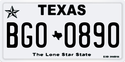 TX license plate BGO0890