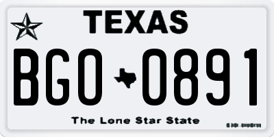 TX license plate BGO0891
