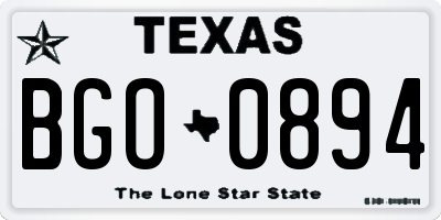 TX license plate BGO0894