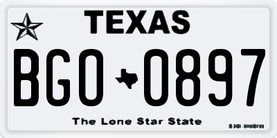 TX license plate BGO0897