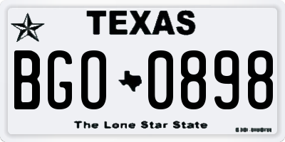 TX license plate BGO0898