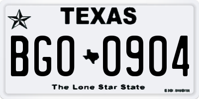 TX license plate BGO0904
