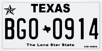 TX license plate BGO0914