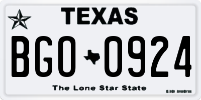 TX license plate BGO0924