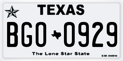 TX license plate BGO0929