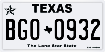 TX license plate BGO0932