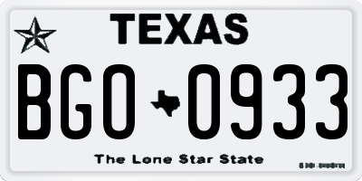 TX license plate BGO0933