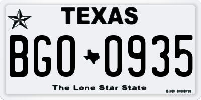 TX license plate BGO0935