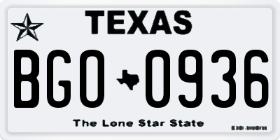 TX license plate BGO0936
