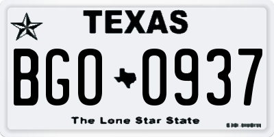 TX license plate BGO0937
