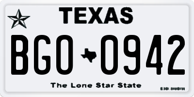 TX license plate BGO0942