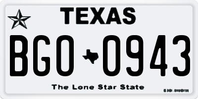 TX license plate BGO0943